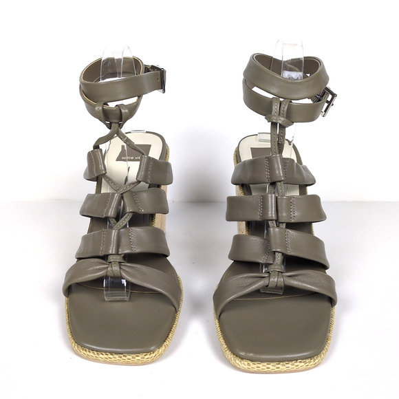 DOLCE VITA Grey Olema Block Heeled Sandal Leather Wrap Around Ankle Women's 9 - Picture 6 of 9